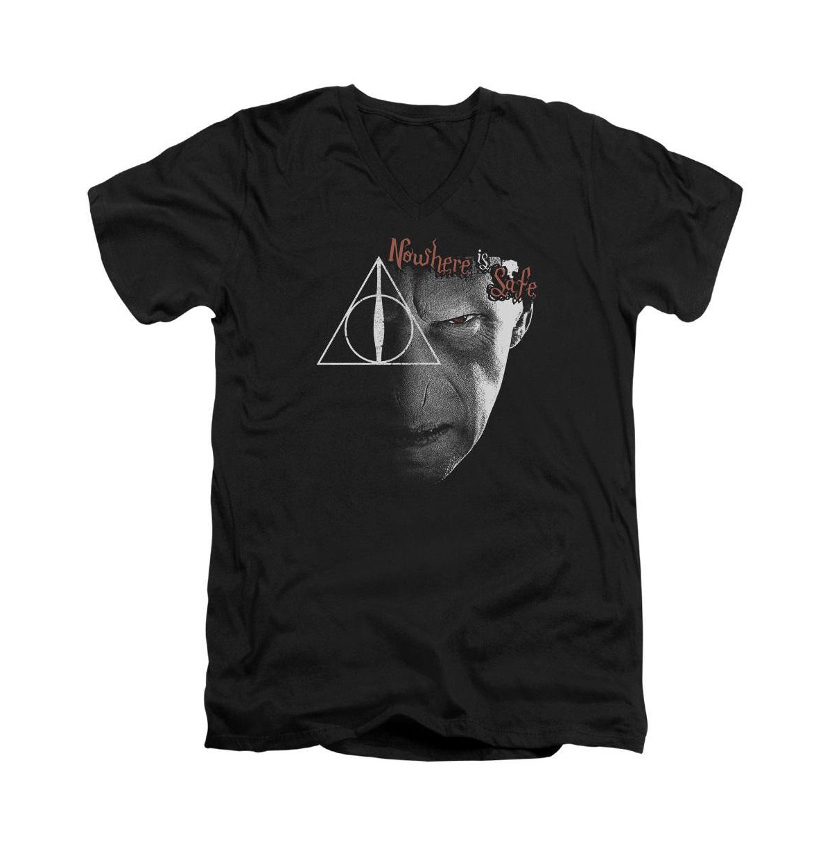 Men's Nowhere Is Safe Short Sleeve Adult V Neck Premium Cotton Tee / T-Shirt - Black