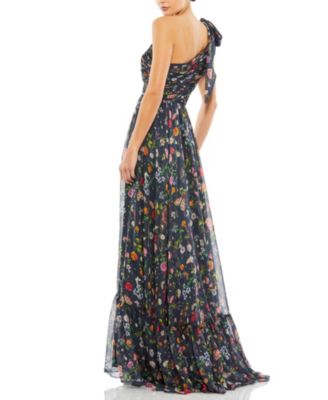 Women's Tied One Shoulder Cut-Out Flowy Gown