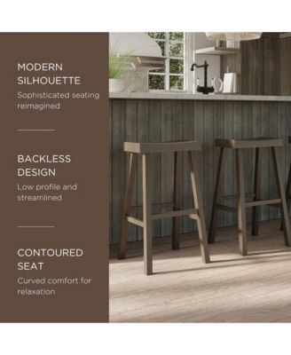 Vincent Wooden Rustic Kitchen Bar Stool, Antiqued Grey, Set of 2