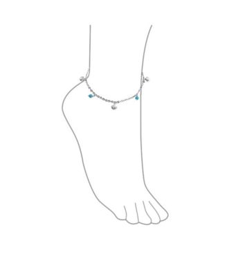 Блестящие ювелирные изделия Морской Шарм-браслет на щиколотке с синтетической бирюзой и морской раковиной из стерлингового серебра