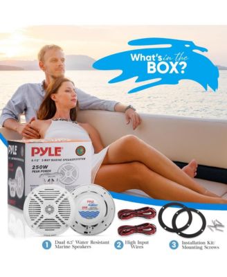6.5-Inch Component Marine Speakers, 250 Watts, White