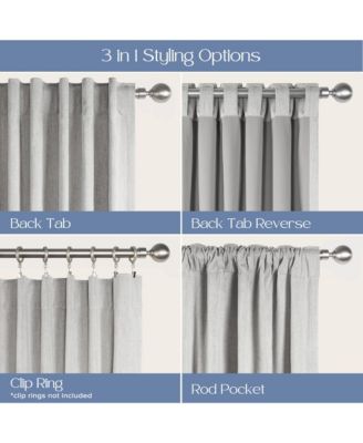 Chenille Blackout Back Tab Curtains Pair, 52"X96"