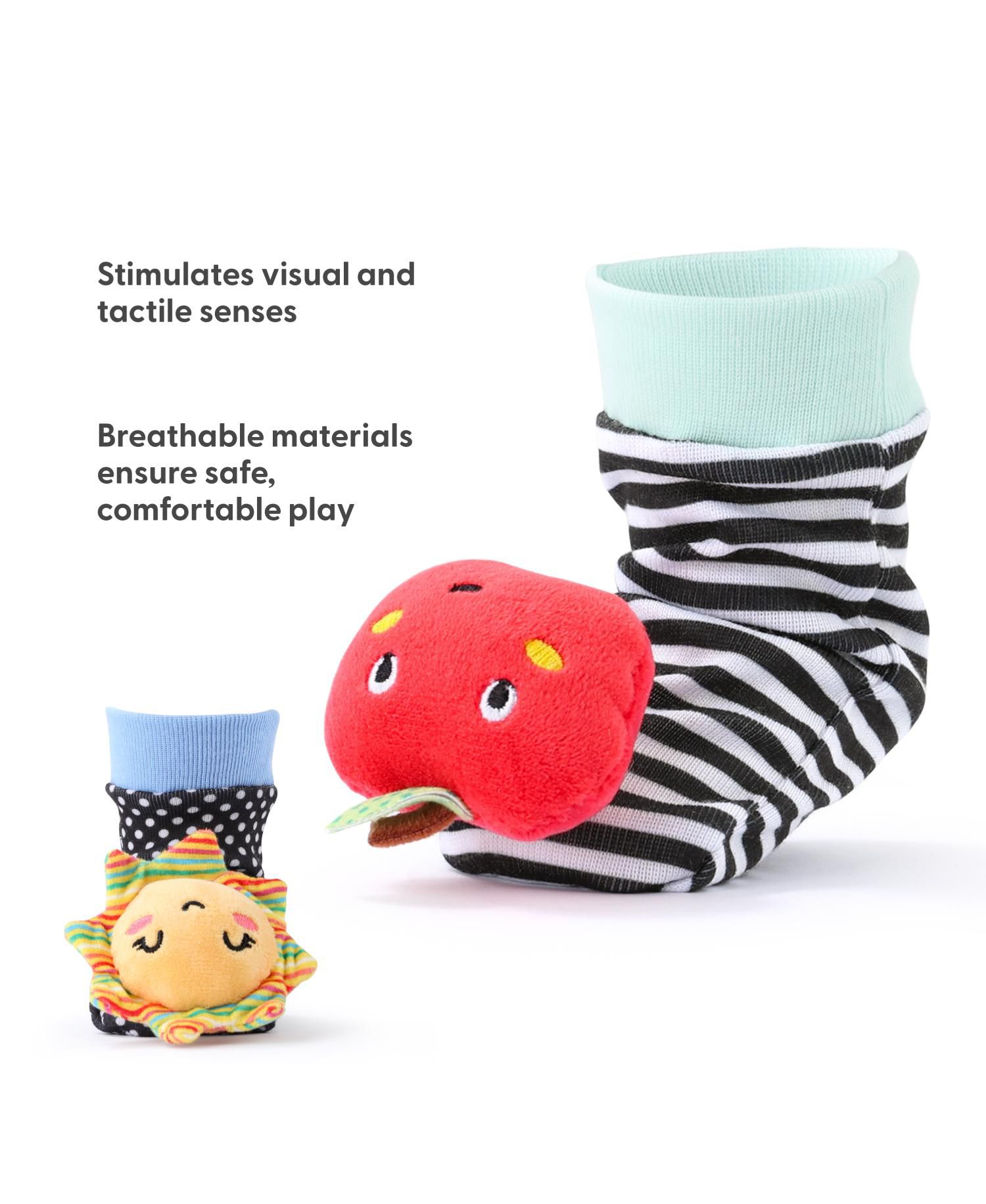 Montessori Baby Rattle Socks and Wrist Rattle Set, 5 Piece