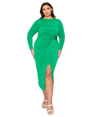 Plus Size Estelle Ruched Bodycon Midi Dress