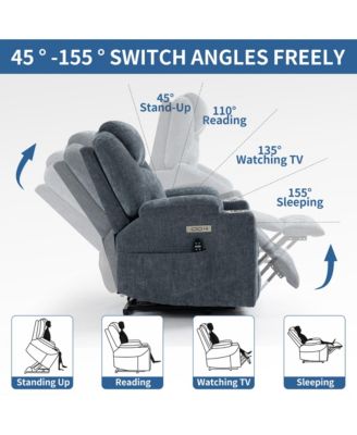 Power Lift Recliner Chair, Heavy Duty, 350 LBS Capacity, Dual Motor, Massage & Heating, USB & Type-C Ports