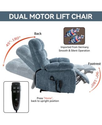 Lift Recliner Chair Heat Massage Dual Motor Infinite Position Up to 350 LBS Large Electric Power Lift Recliners with Power-Remote