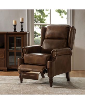 Genuine Leather Spindle Leg Volkert Traditional Manual Recliner