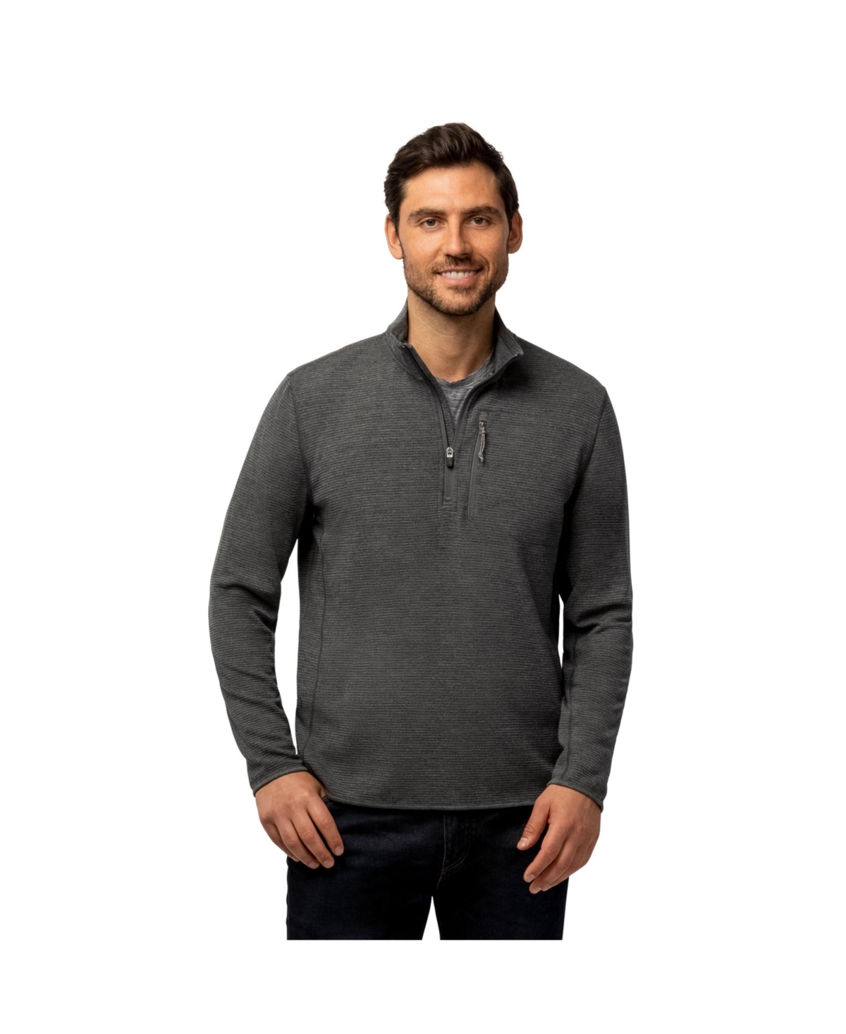Men's Altitude Quilt Long Sleeve 1/2 Zip Mock Neck Shirt - Grey