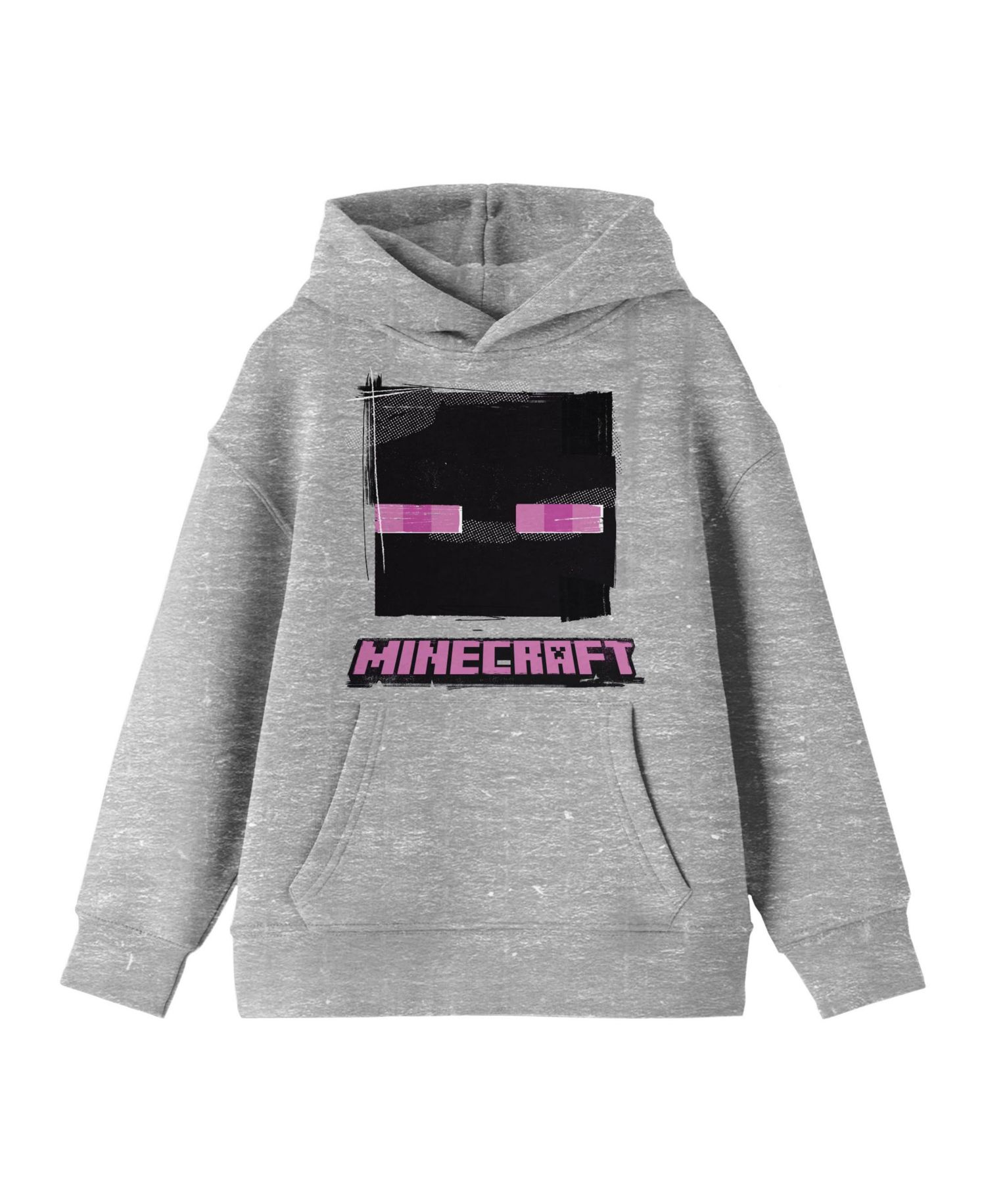 Enderman Face Long Sleeve Athletic Heather Youth Hooded Sweatshirt-Small