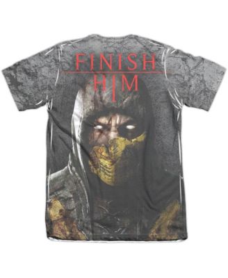 Mortal Kombat X Mens Finish Him (Front/Back Print) Adult Poly/Cotton Short Sleeve Tee / T-Shirt