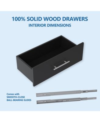 Short Tower Wood Built In Closet Organizer Unit, Wood Closet Organizer Starter Kit, Mounted Closet Systems with 2 Drawers