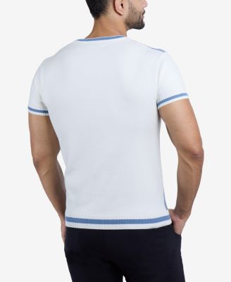 Men's Jacquard Crew Neck Short Sleeve Sweater