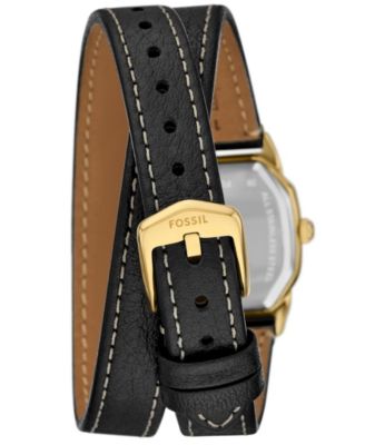 Women's Harlow Three-Hand Black Leather Watch, 27mm