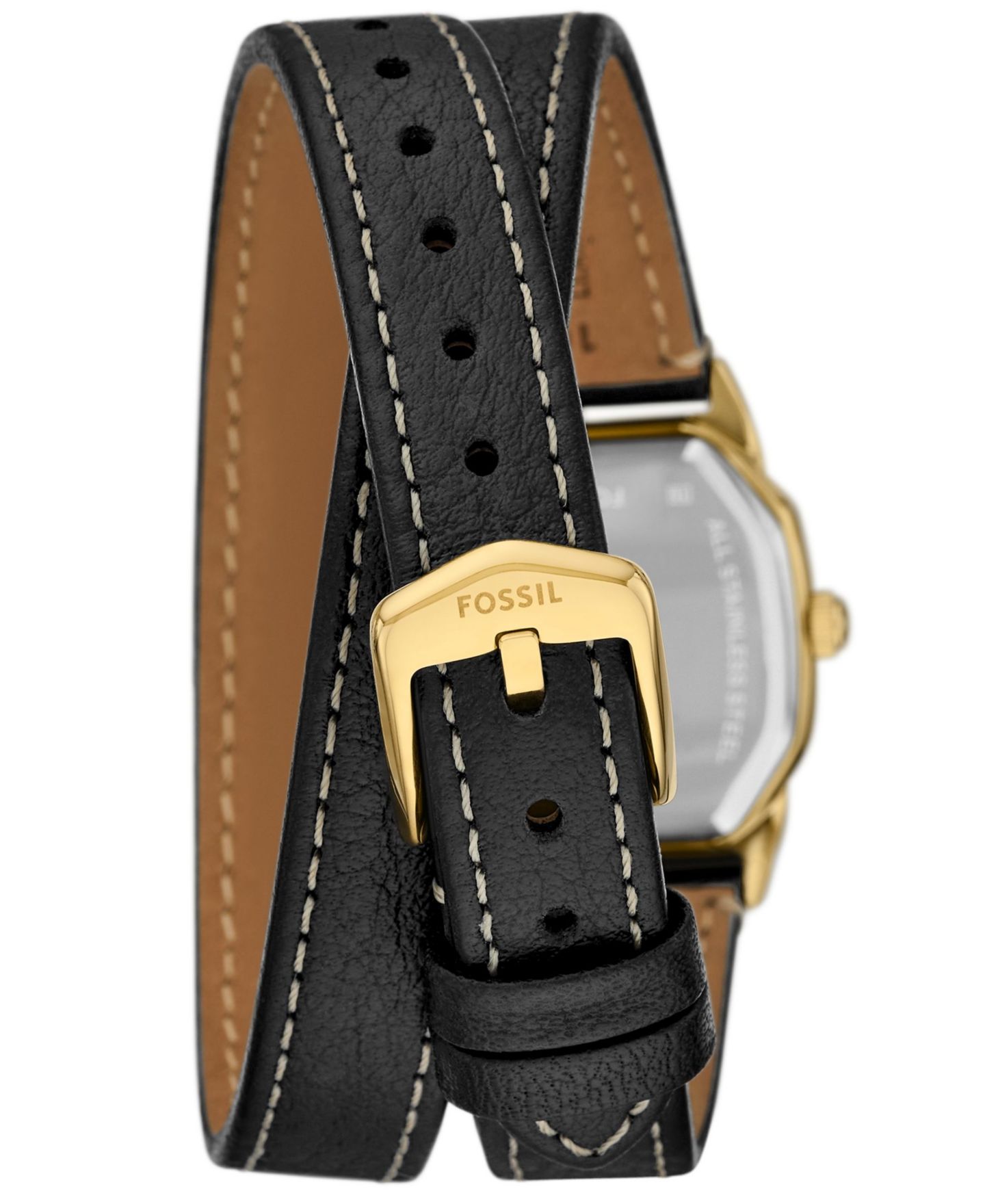 Женские часы Fossil Harlow Three-Hand Black Leather Watch, 27mm — фото 3