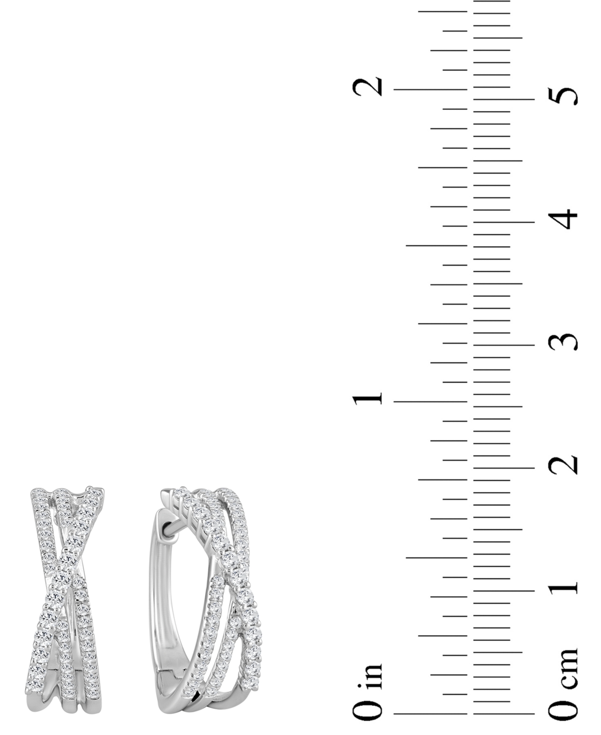 Macy's Diamond Multi-row Crossover Small Hoop Earrings (1/2 Ct. T.w.) In 10k White Gold In White Gold