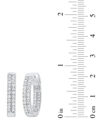 Diamond Double-Row Small Hoop Earrings (1 ct. t.w.) in 10k White Gold, 0.7" 