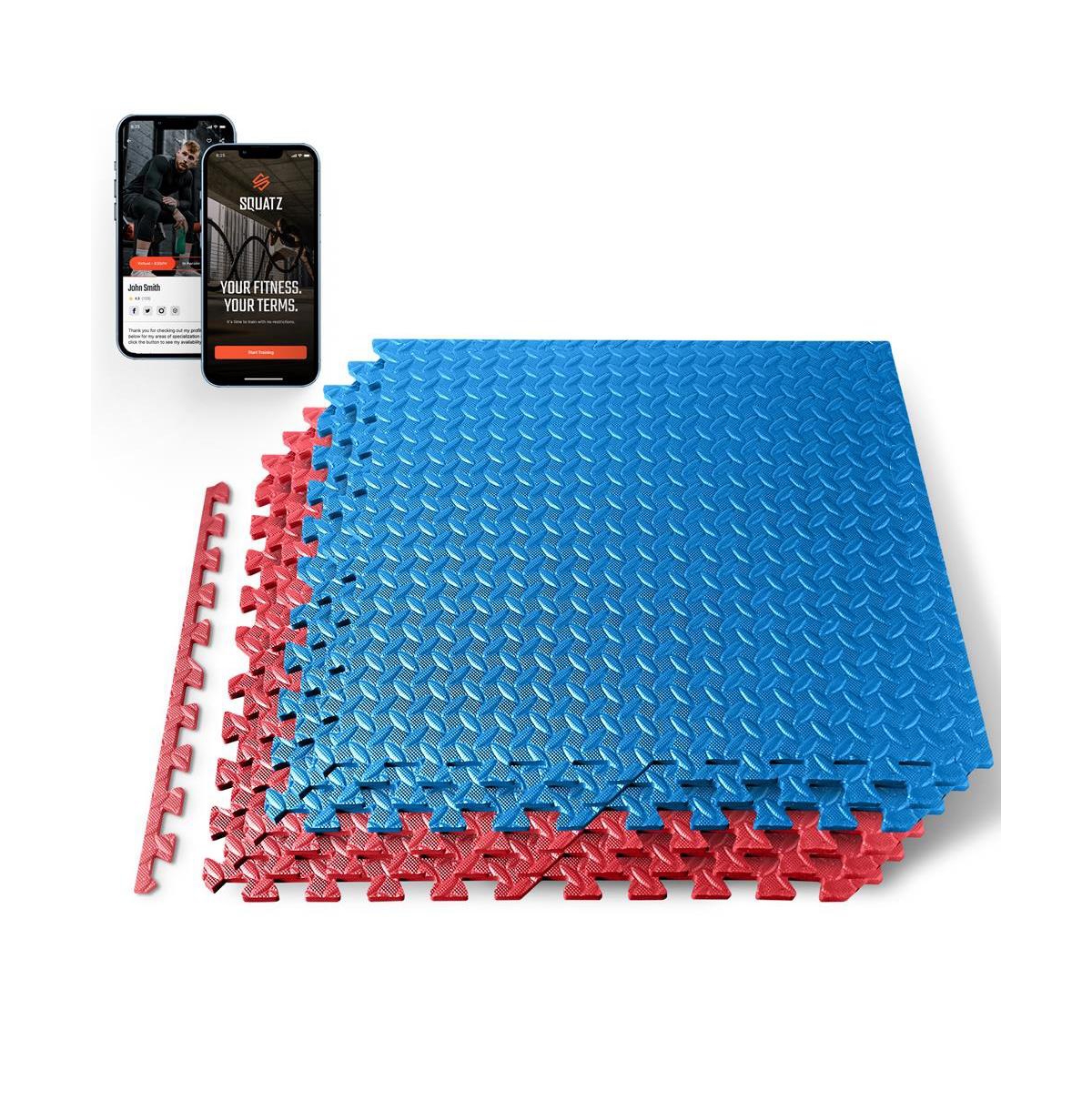 6-Piece Puzzle Exercise Mat, Eva Foam Tiles, Red/Blue - Blue