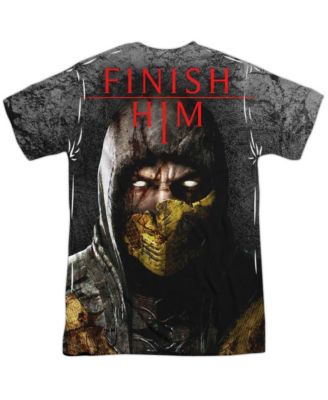 Mortal Kombat X Mens Finish Him (Front/Back Print) Short Sleeve Adult Poly Crew Tee / T-Shirt