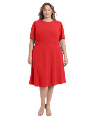 Plus Size Fit & Flare Scuba Crepe Midi Dress
