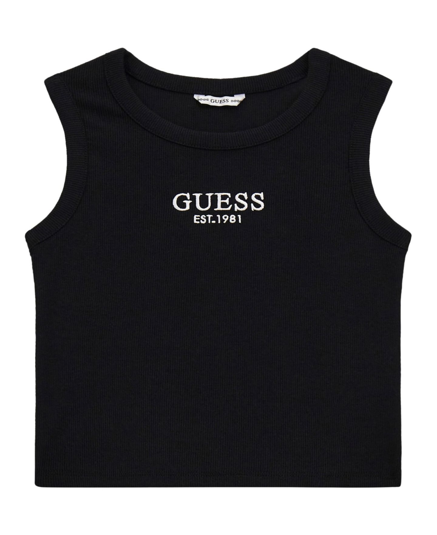 Детская майка Guess в рубчик, длина миди, 7-16, цвет: Чёрный — фото 1