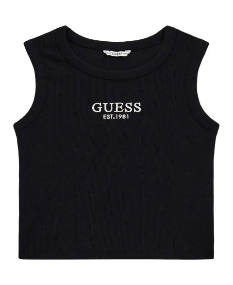 Детская майка Guess в рубчик, длина миди, 7-16, цвет: Чёрный