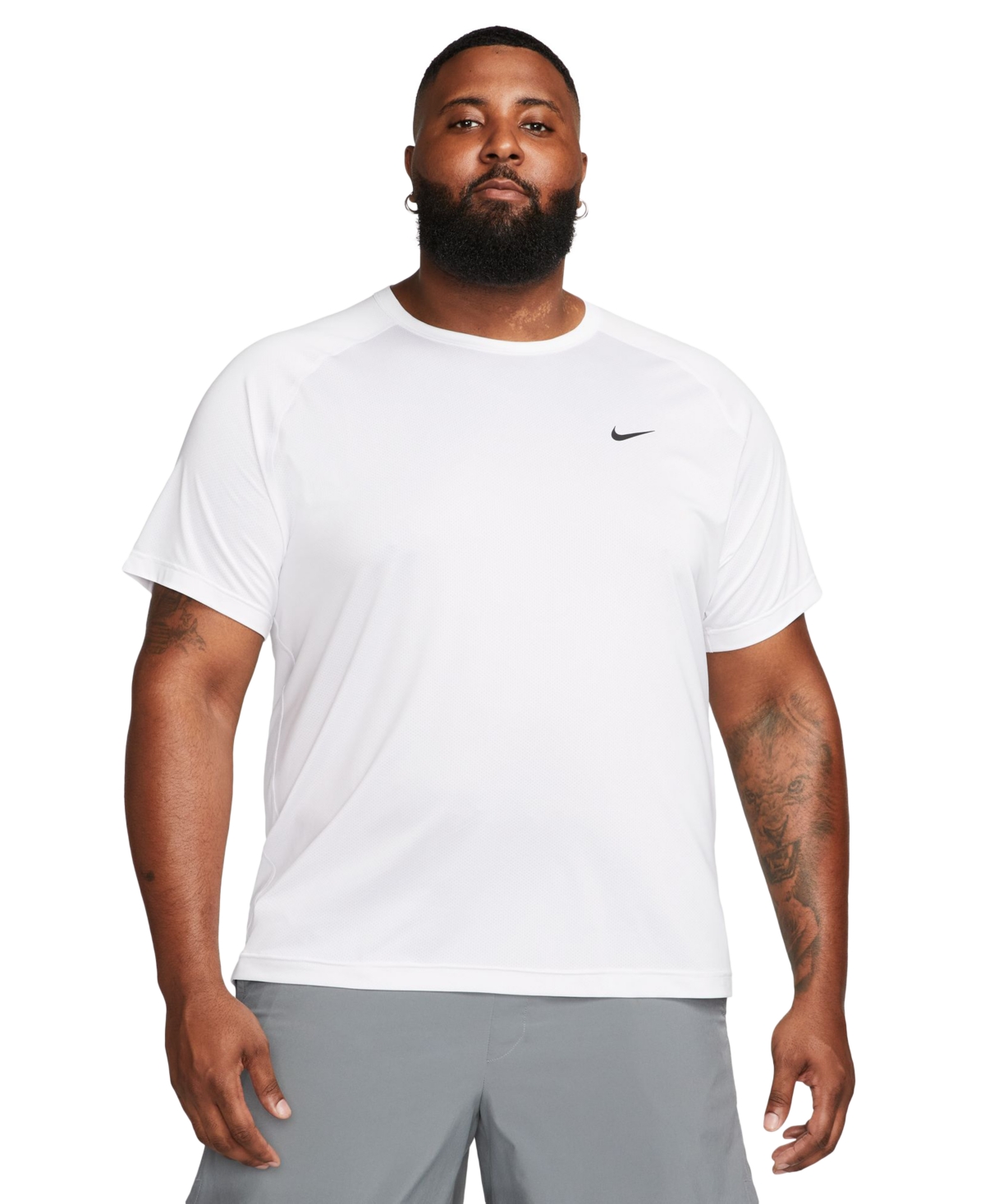 Nike Men's Essential Dri-fit Short-sleeve Swim Hydroguard (extended Size) In White,black