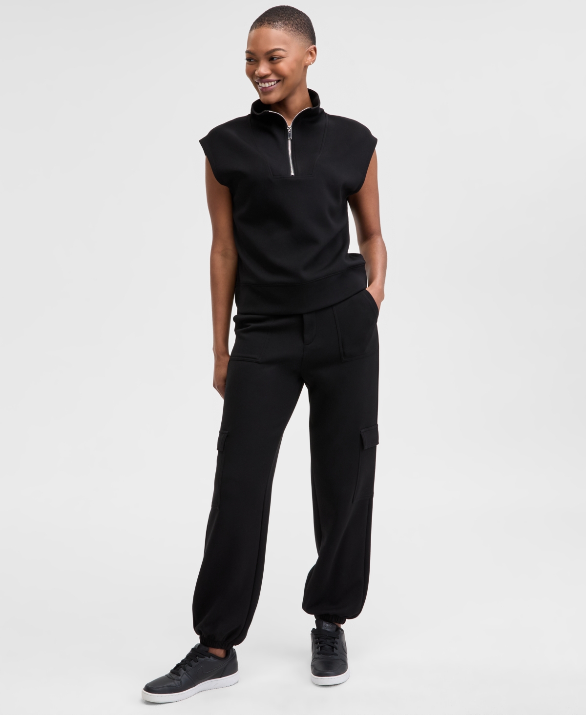 And Now This Women's Scuba Quarter-zip Collar Vest, Created For Macy's In Black