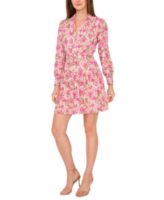 CeCe - Women's Floral-Print Belted Dress