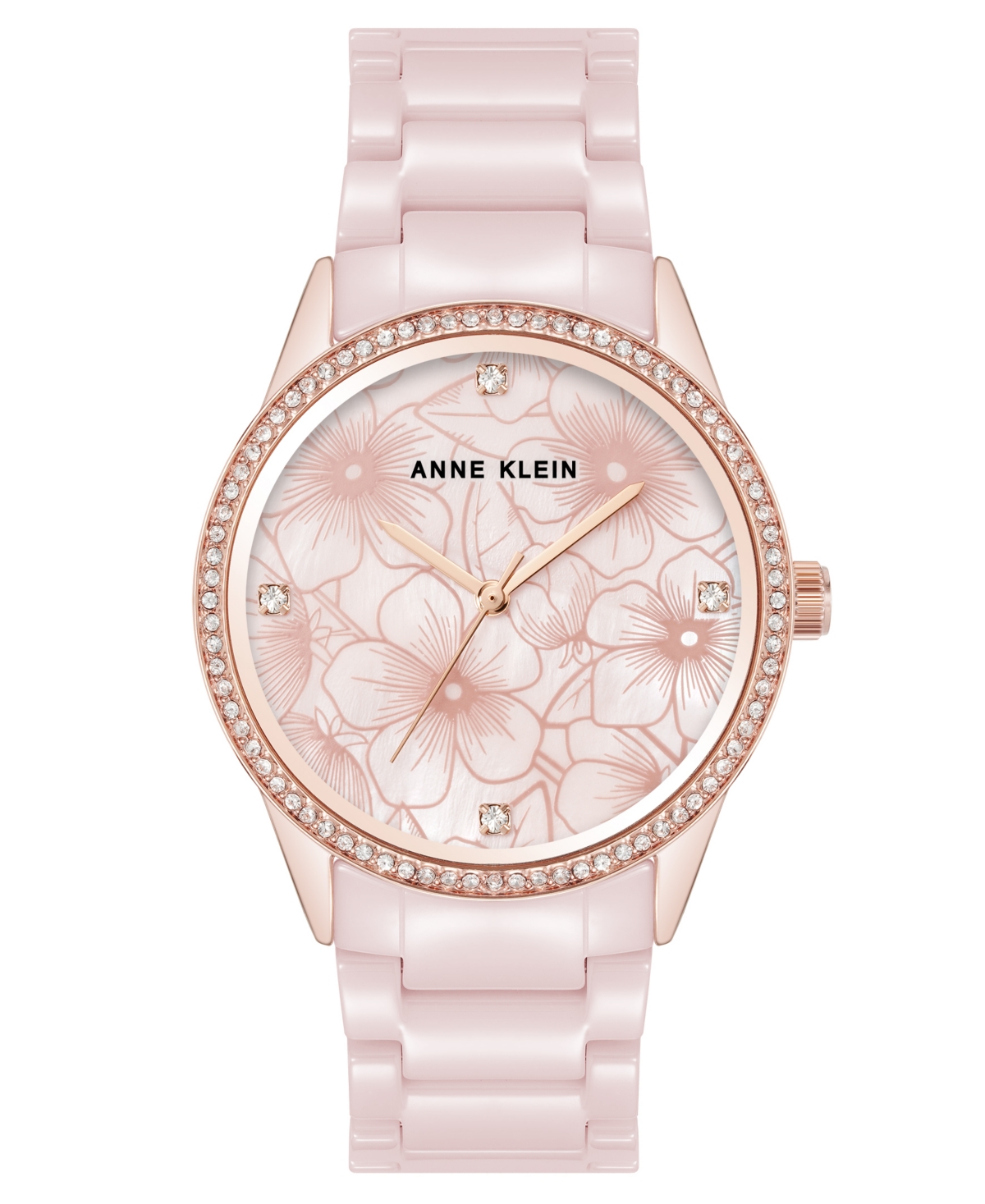 Women's Quartz Blush Floral Ceramic Bracelet Watch, 34mm - Blush Pink