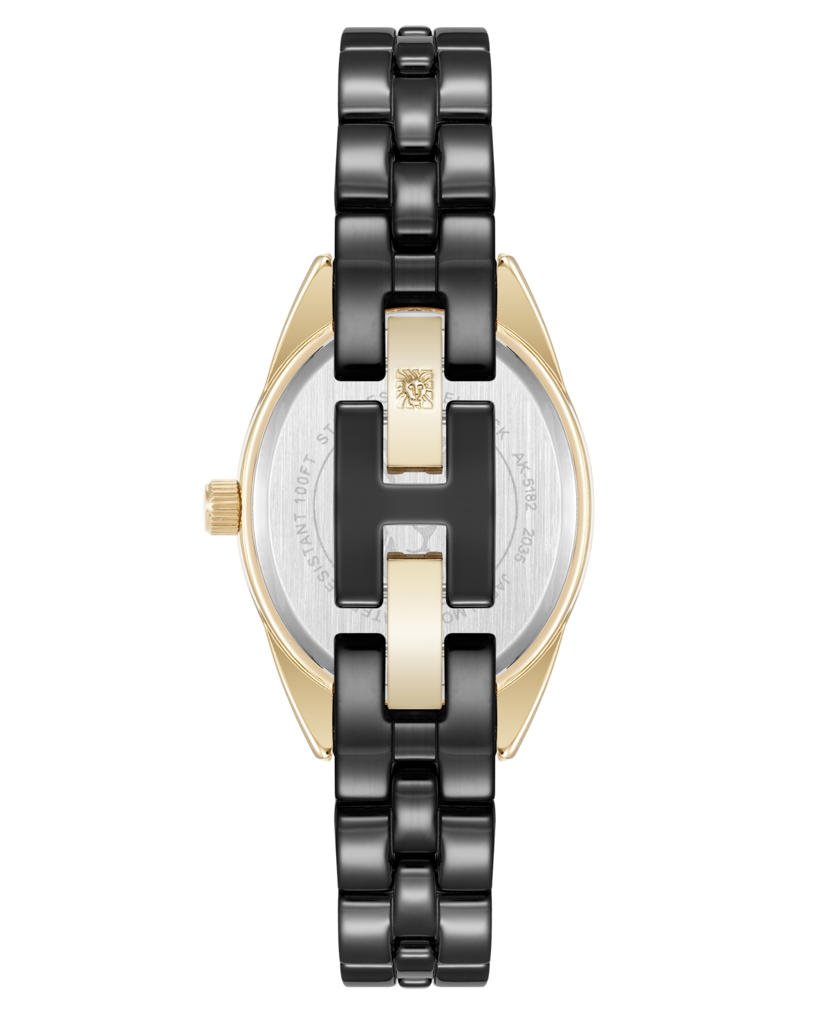 Anne Klein Women's Quartz Black Ceramic Oval Diamond Dial Watch, 27mm