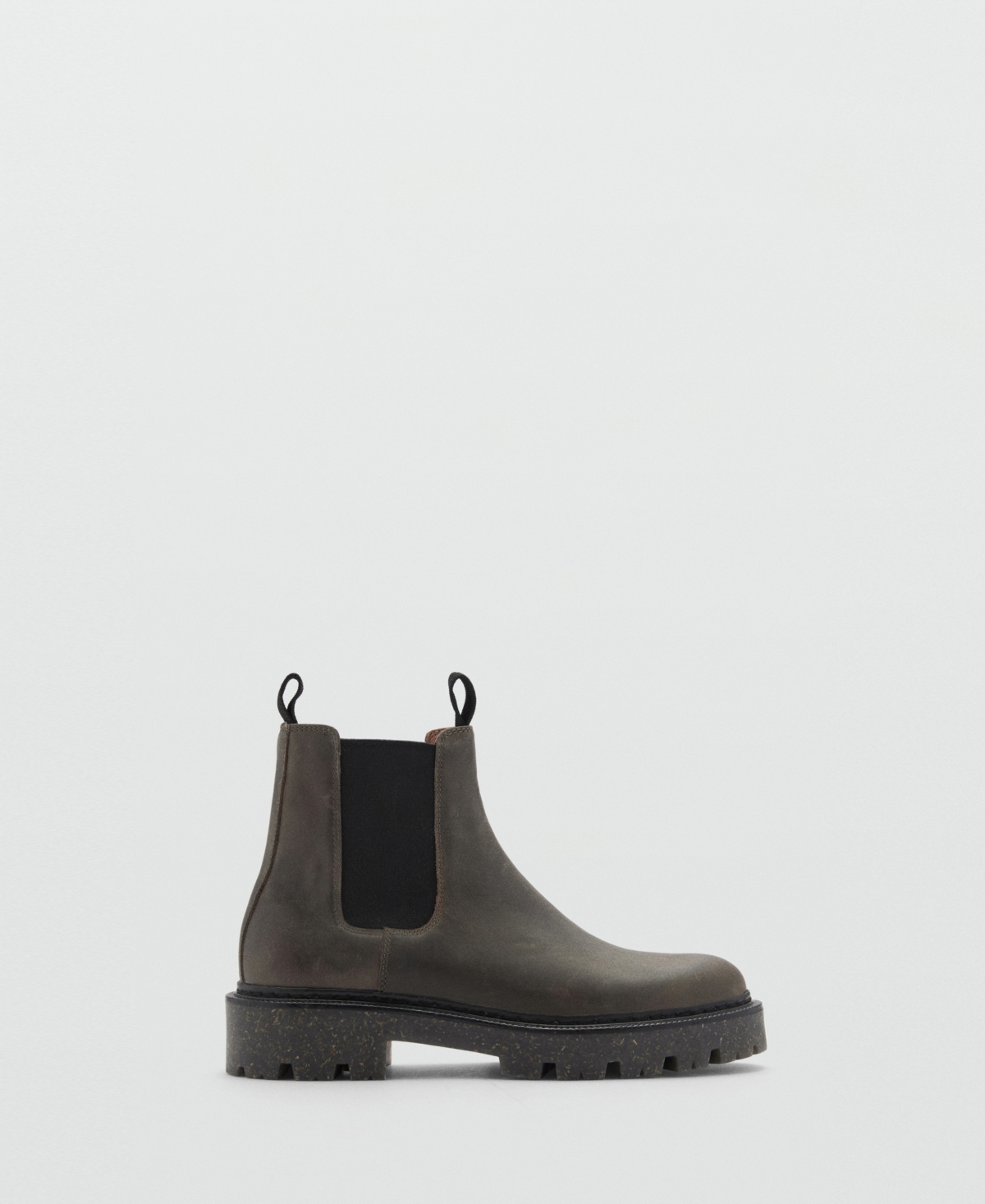 Mango Leather Chelsea Ankle Boots Grey In Gray