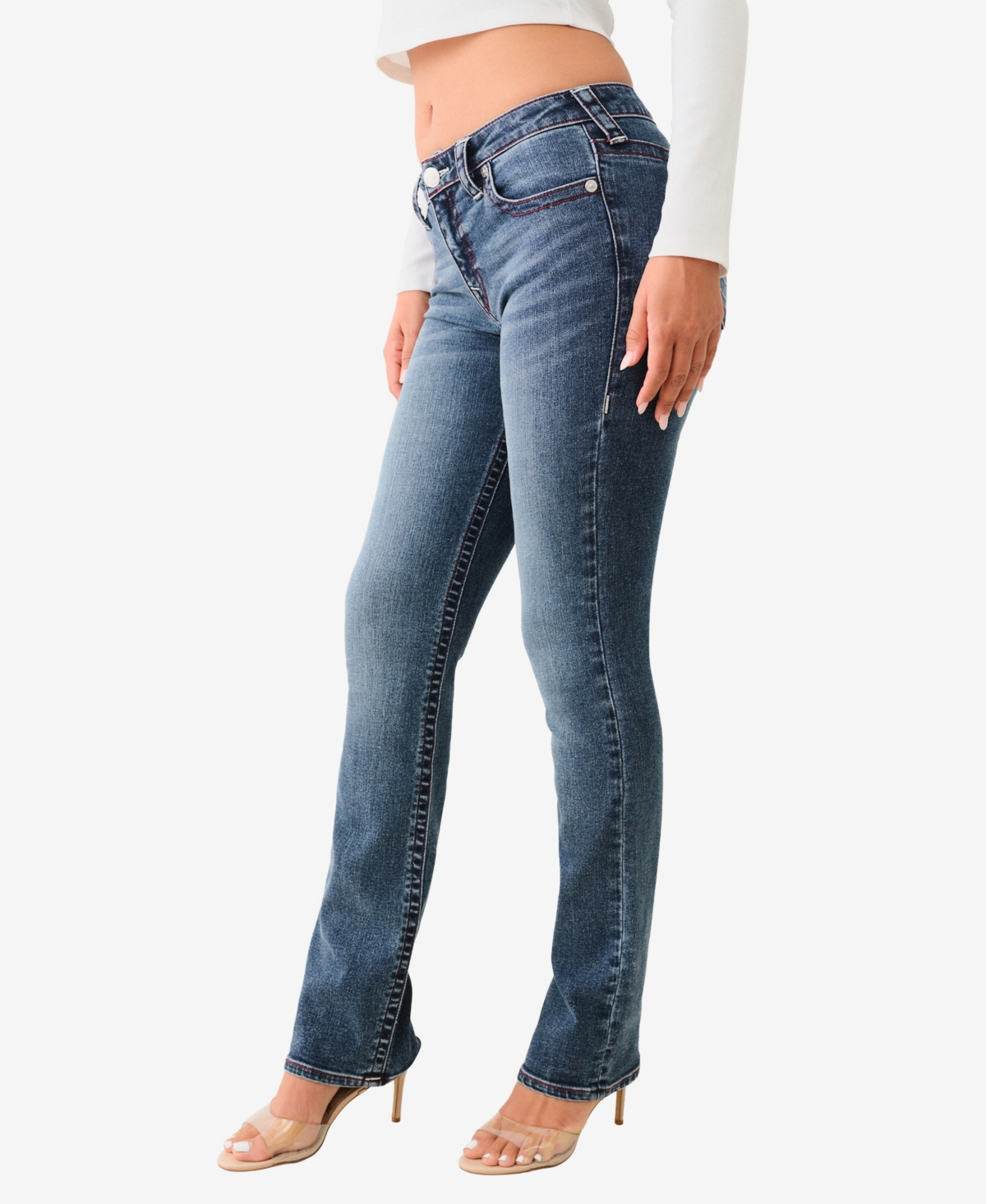 TRUE RELIGION WOMEN'S BILLIE MID RISE STRAIGHT JEANS 