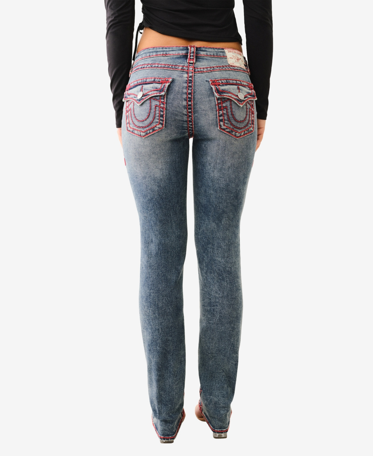 TRUE RELIGION WOMEN'S BILLIE SUPER T STRAIGHT FLAP JEANS 