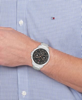 Men's Multifunction Silver Tone Stainless Steel Bracelet Watch, 43mm