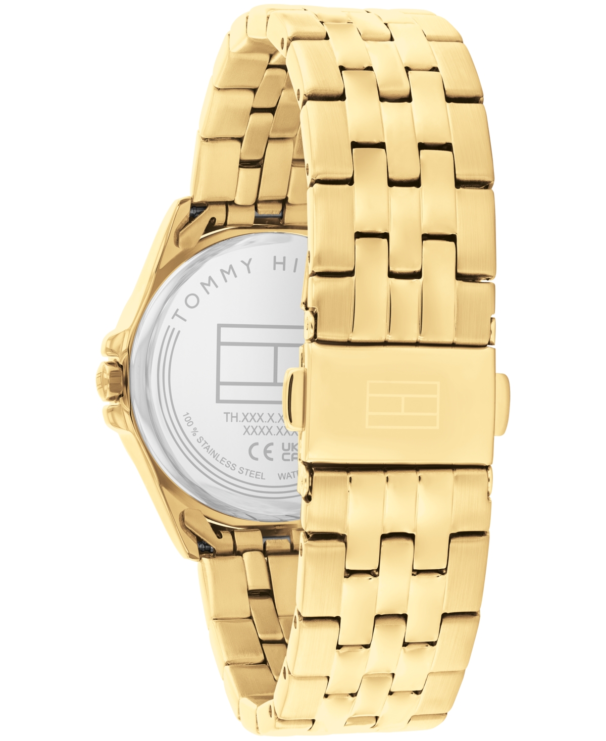 Shop Tommy Hilfiger Women's Quartz Gold Tone Stainless Steel Bracelet Watch, 30mm In White