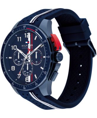 Men's Chronograph Blue Silicone Strap Watch, 46mm