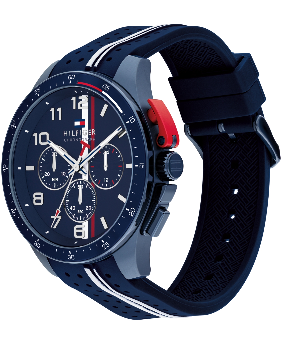 Tommy Hilfiger Men's Chronograph Blue Silicone Strap Watch, 46mm In Navy