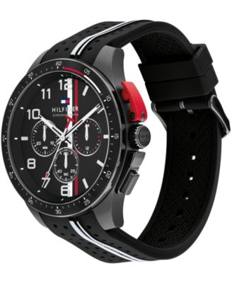 Men's Chronograph Black Silicone Strap Watch, 46mm
