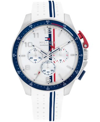 Tommy Hilfiger Men's Chronograph White Silicone Strap Watch, 46mm - Macy's
