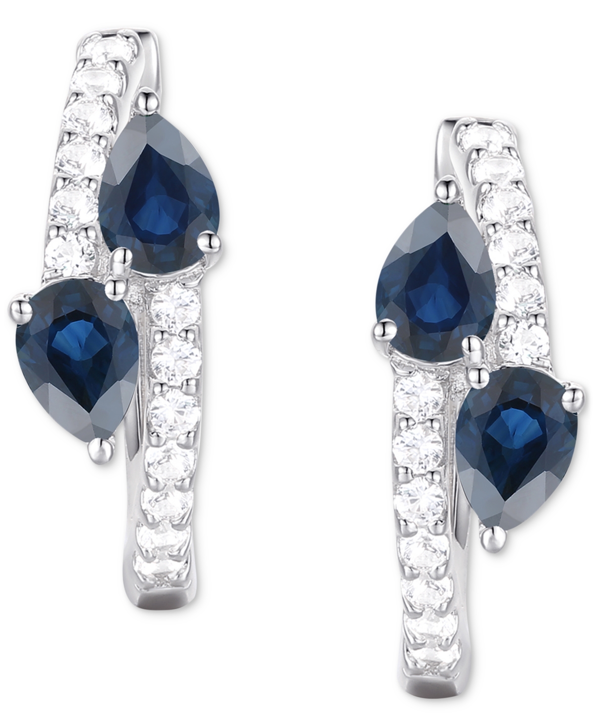 Macy's Sapphire, Ruby Or Emerald (3/4 Ct. T.w.) & Diamond (1/5 Ct. T.w.) Bypass Hoop Earrings In 14k Gold O In Emerald