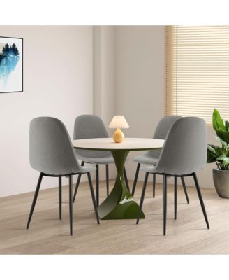 Dining Chairs Set of 4 Upholstered Fabric Chairs W/Metal Legs for Living Room