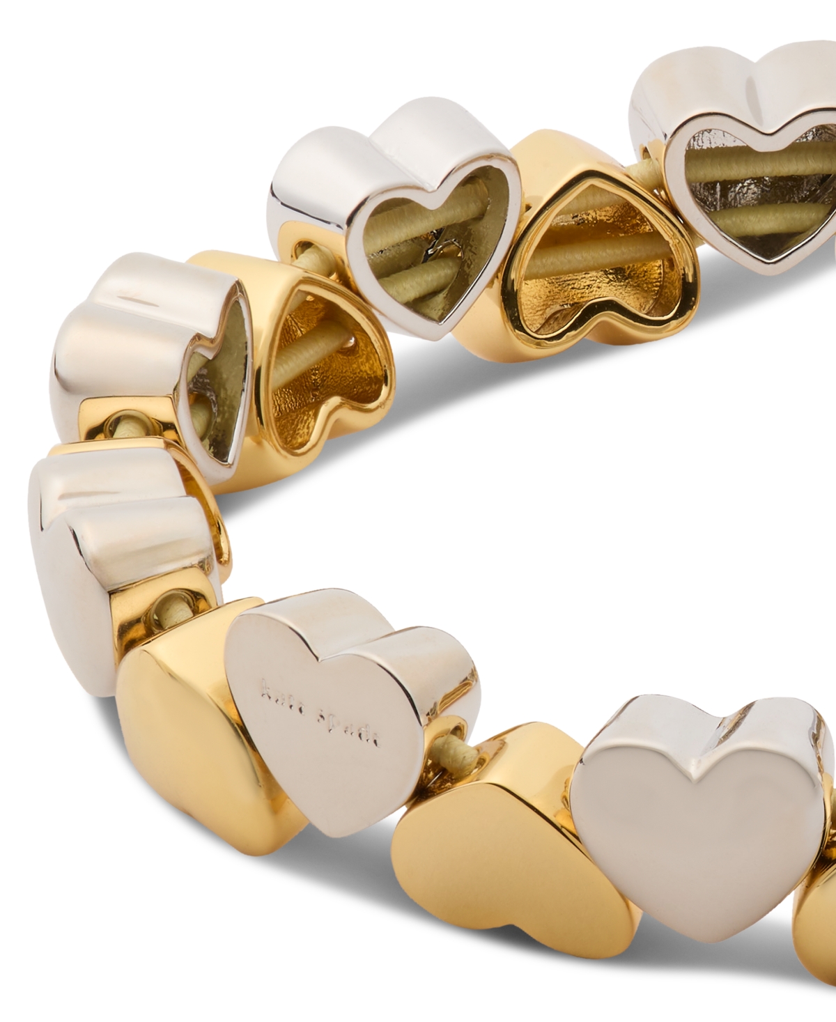 KATE SPADE TWO-TONE POLISHED HEART DOUBLE ROW STRETCH BRACELET 