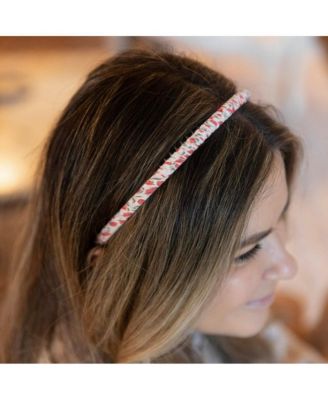 Thin Floral Headband - Red