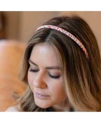 Thin Floral Headband - Red