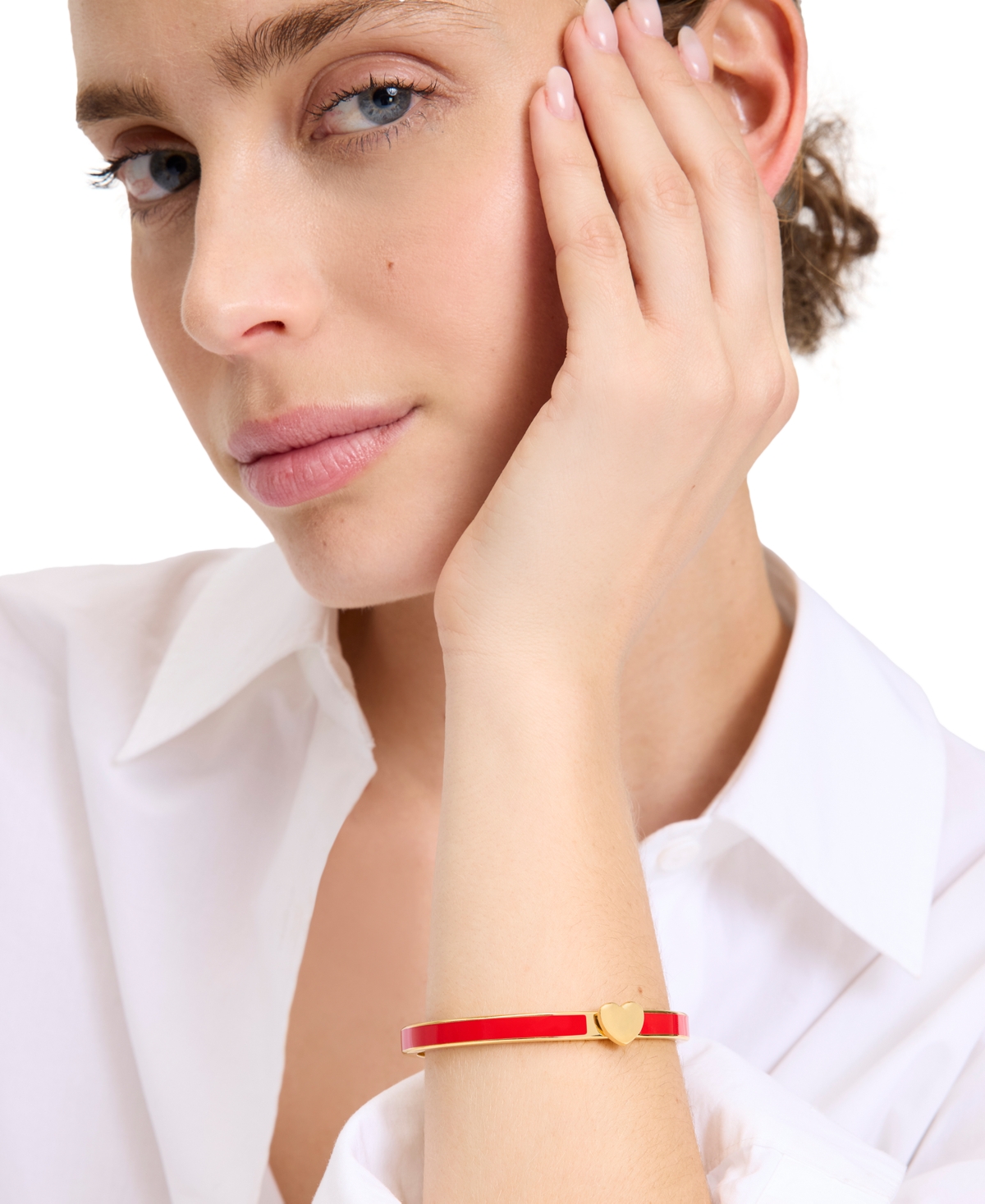 KATE SPADE ENAMEL POLISHED HEART YOU BANGLE BRACELET 