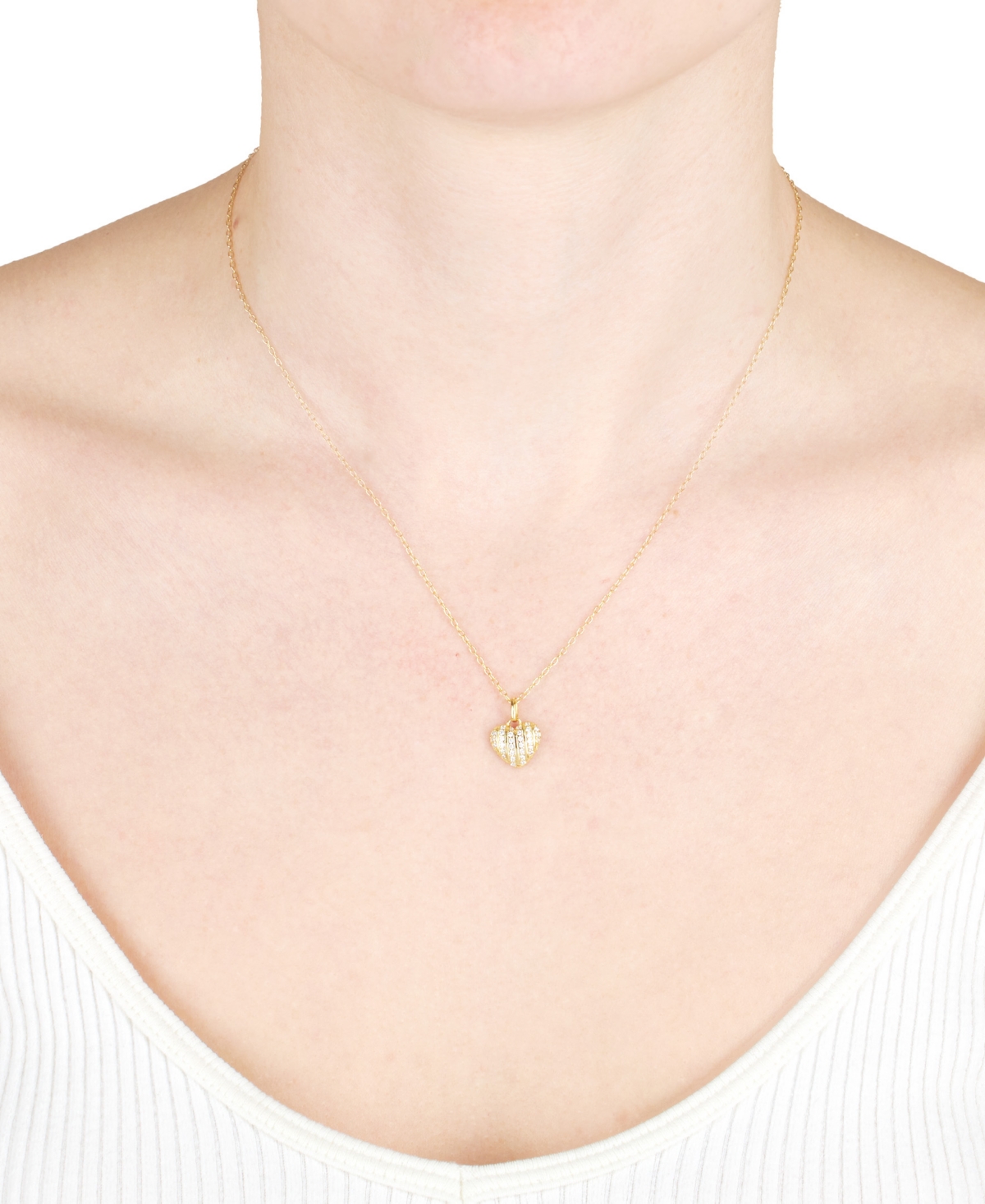 Macy's Cubic Zirconia Heart Pendant Necklace (1/3 Ct. T.w.) In Sterling Silver (also Available In 14k Gold In Gold