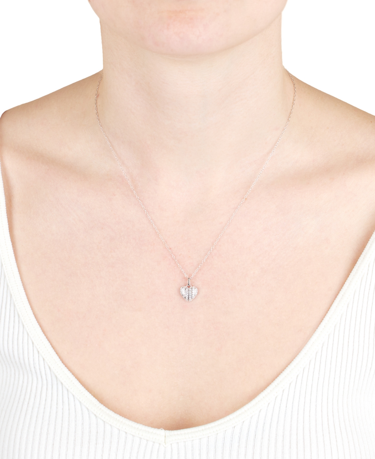 Macy's Cubic Zirconia Heart Pendant Necklace (1/3 Ct. T.w.) In Sterling Silver (also Available In 14k Gold In Silver