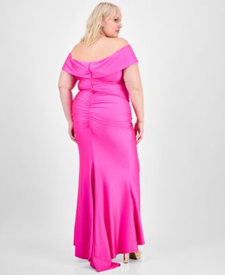 Trendy Plus Size Off-The Shoulder Ruched Gown, Created for Macy's