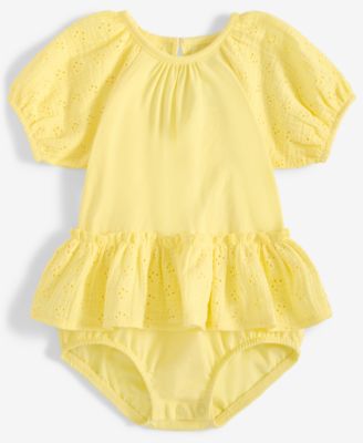 First Impressions - Baby Girls Eyelet-Detail Sunsuit