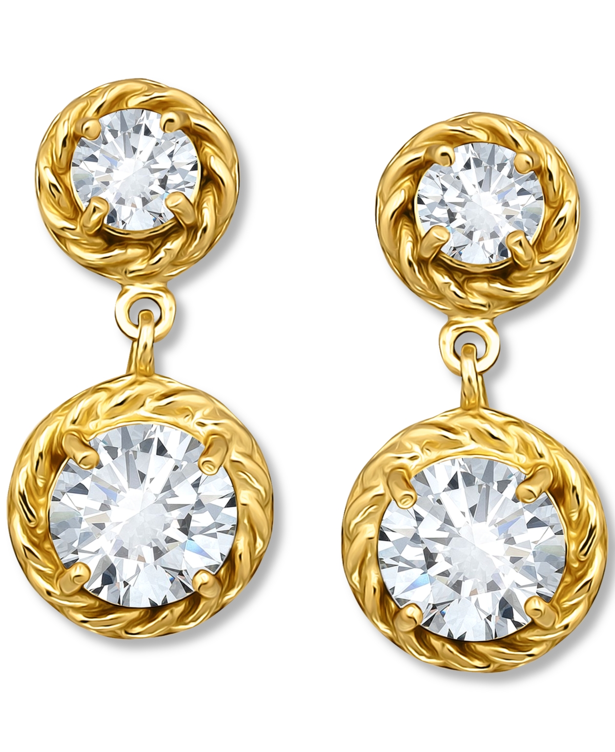 Giani Bernini Cubic Zirconia Rope Frame Double Drop Earrings In 18k Gold-plated Sterling Silver, Exclusively At Ma In Gold